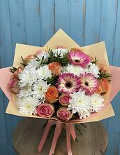 Букет цветов из:  Розы, Герберы и Хризантемы в Сольцах