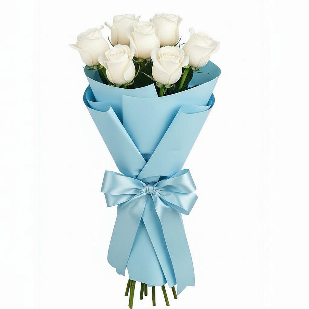 Букет 7 белых роз Проуд в Сольцах