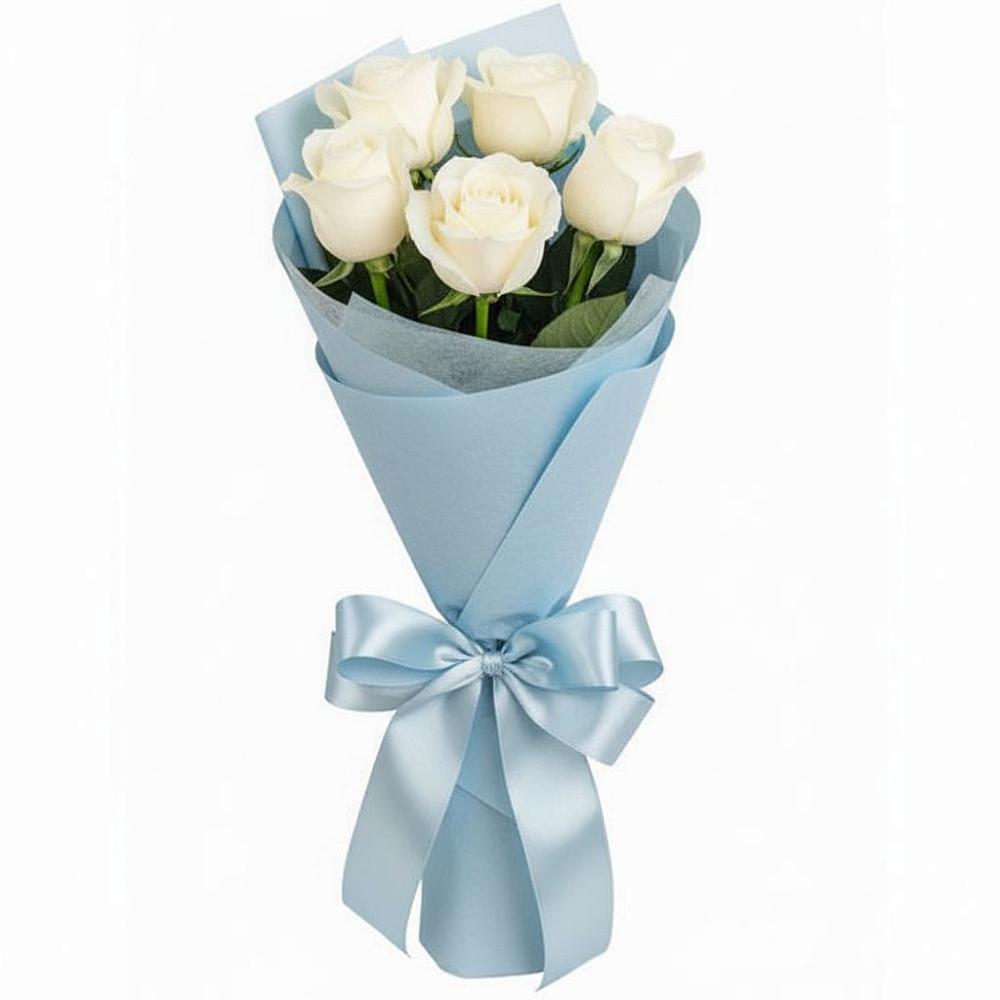Букет 5 Белых роз Проуд в Сольцах