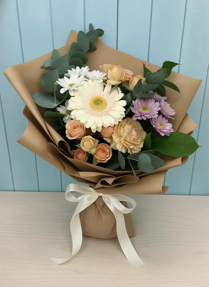 Букет цветов из: Герберы и Хризантемы в Сольцах