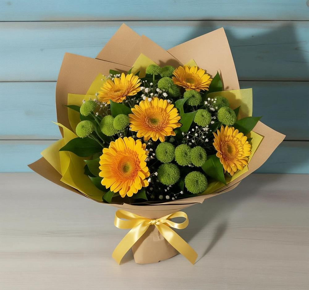 Букет цветов из: Герберы и Хризантемы в Сольцах