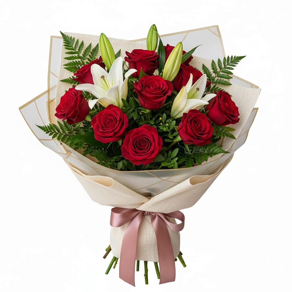 Букет цветов из: Лилии и Розы в Сольцах