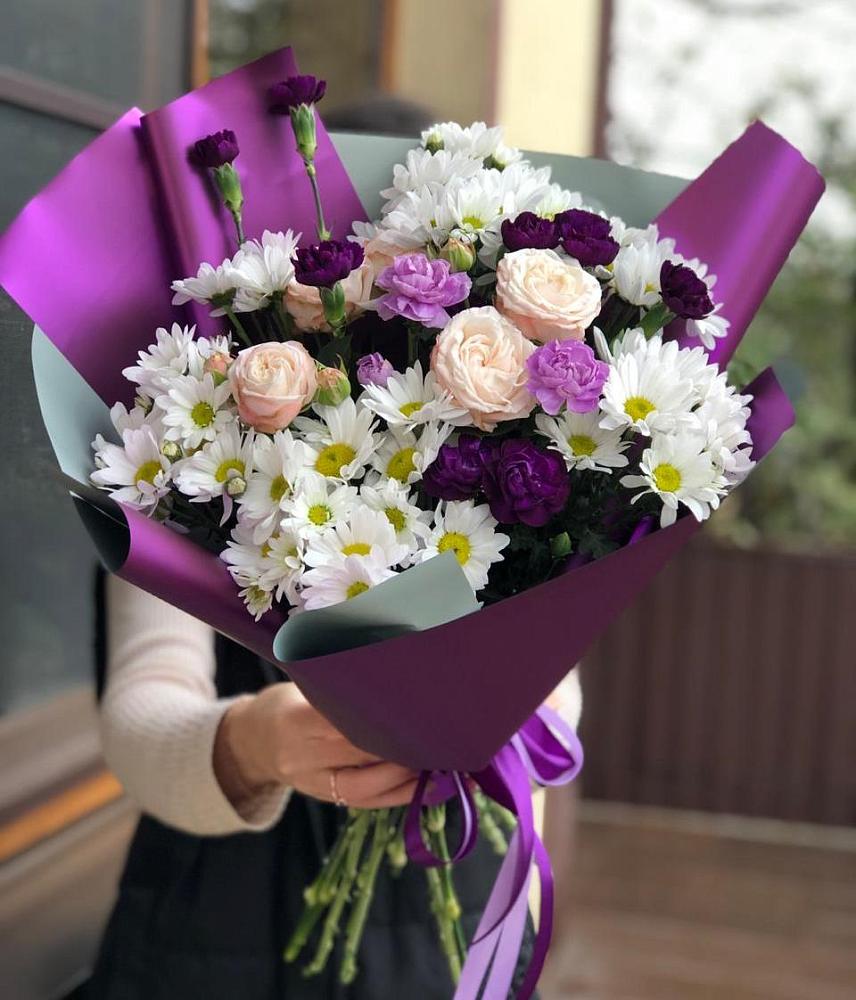 Букет цветов из: Хризантемы, Гвоздики и Розы в Сольцах