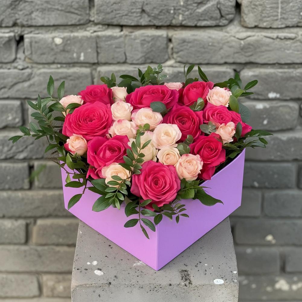 Цветочная композиция из Розы в коробке в Сольцах