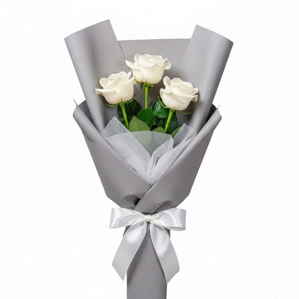 Букет 3 белые розы в Сольцах