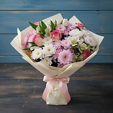 Букет цветов из:  Хризантемы, Альстромерии и Розы в Сольцах