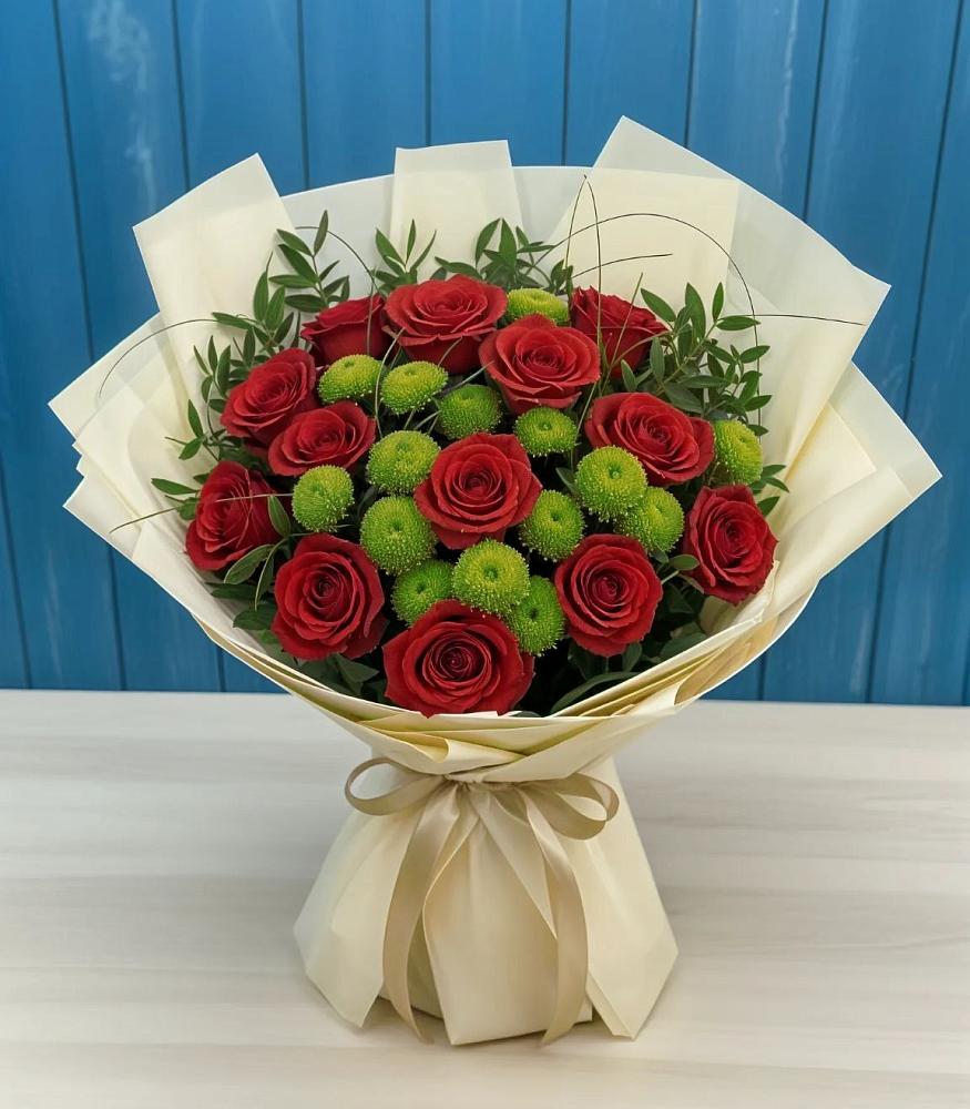 Букет цветов из: Розы и Хризантемы в Сольцах